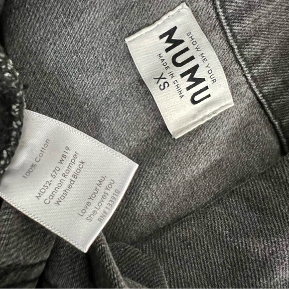 Show Me Your Mumu Cannon Romper Washed Black Jeans Denim Short Sleeve XS - Picture 8 of 9